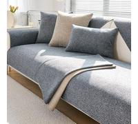 JANMEYO Sofa Cover Soft Couch Cover 1/2/3/4 Seater Woven Hemp Sofa Slipcovers for All Seasons Universal Non-Slip L Shape Sofa Protector Washable for Living Room-Gray||90 * 70cm