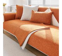 JANMEYO Sofa Cover Soft Couch Cover 1/2/3/4 Seater Woven Hemp Sofa Slipcovers for All Seasons Universal Non-Slip L Shape Sofa Protector Washable for Living Room-Orange||70 * 180cm