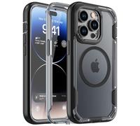 Janmitta for iPhone 14 Pro Case, Compatible with MagSafe, 3 in 1 Full-Body Military-Grade Drop Proof Case, Port Anti-Dust Scratch Matte Back Phone Cover, Clear Black