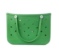 Janmobrian Beach Bag, Beach Bags for Women Durable Waterproof Beach Bag Storage Baskets Summer Rubber Tote Solid Color Jelly Beach Bags Sundries Organizer(Green)