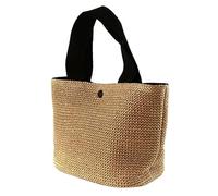 Janmobrian Beach Bag, Beach Bags for Women Elegant Ladies Straw Woven Handbag Women Holiday Beach Casual Tote Top-Handle Bags Retro Shoulder Bags(Black)