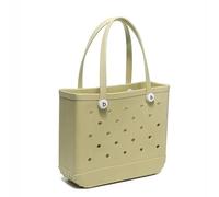 Janmobrian Beach Bag, Beach Bags for Women Fashion Large Beach Bags EVA Rubber Waterproof Storage Baskets Travel Shopping Handbag Women Shoulder Solid Color Jelly Bag(D,M 27x10x21cm)