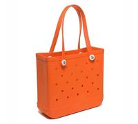 Janmobrian Beach Bag, Beach Bags for Women M/L/XL Fashion Beach Bags EVA Rubber Waterproof Storage Baskets Travel Shopping Handbag Women Shoulder Solid Color Tote Bag(Orange,XL 47x33x24cm)