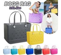 Janmobrian Beach Bag, Beach Bags for Women Mini Childs Beach Rubber Tote Bags XL L M Size EVA Waterproof Summer Storage Basket Women Shopping Bag Kid Beach Bag(Sky Blue,M)