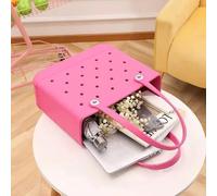 Janmobrian Beach Bag, Beach Bags for Women S/M Beach Bag Tote Basket Waterproof Travel Jelly Handbag Women Picnic Basket mini Handbag Shopping Bags(Pink,36X14X30cm)