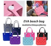 Janmobrian Beach Bag, Beach Bags for Women Small Bag Mini Beach Rubber Tote Bags Waterproof Sandproof Summer Storage Basket Women Shopping Bag Beach Bag(Blue)