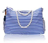 Janmobrian Beach Bag, Beach Bags for Women Summer Women's Shoulder Tote Bag Beach Bag Large Capacity Handbag Waterproof Fitness Swimming Pool Bag Travel Holiday Bag(Blue Stripe)
