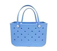 Janmobrian Beach Bag, Beach Bags for Women XL Beach Bag EVA Rubber Waterproof Travel Picnic Storage Basket Extra Large Women Shopping Handbag Jelly Beach Tote Bag(Blue,XL(48x24x36cm))
