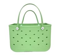 Janmobrian Beach Bag, Beach Bags for Women XL Beach Bag EVA Rubber Waterproof Travel Picnic Storage Basket Extra Large Women Shopping Handbag Jelly Beach Tote Bag(Green,XL(48x24x36cm))