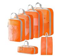 Janmobrian Packing Cubes,Packing Cubes for Suitcases Compression Packing Cubes for Suitcases Travel Accessories Expandable Packing Organizers Lightweight Travel Organizer Cubes(Orange 6 pcs)