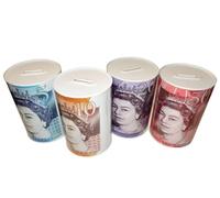 JANNGII 2Pcs Money Box, Sterling Money Box, Money Tin That Can't Be Opened, Savings Box, Holiday & Christmas Piggy Bank, Coin and Cash Container (2Pcs Random Medium)