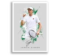 Jannik Sinner Tennis Signed Photo Poster A4/A3 Print Picture Display Framed Autograph Memorabilia for Sports Fans Gift Italy (Grey (A3 Unframed))