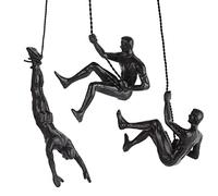Jannlimt Home Decor Statue Modern Simple Resin Sculpture Creative Climbing Men Wall Sculpture Handmade Finished Art Home Decor (3 Piece Set),3 pieces black
