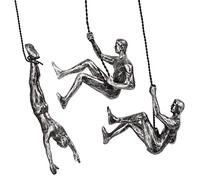 Jannlimt Home Decor Statue Modern Simple Resin Sculpture Creative Climbing Men Wall Sculpture Handmade Finished Art Home Decor (3 Piece Set),3 pieces black