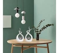 Jannlimt Silver Ceramic Decorative Object, Silver and White Living Room Decorations, Living Room Modern Abstract Crafts, Fashionable Spiral Decorative Elements,C