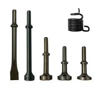 JANNO 6PCS Air Hammer Bit Set, 0.4In Shank Pneumatic Hammer Drill Bits, Smoothing Pneumatic Chisel Kit, Extended Length Hammer Tool With Spring for Tile Masonry Concrete Brick Stone Work
