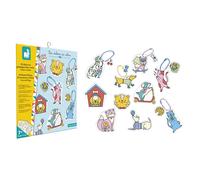 Janod - Set of 10 Crazy Plastic Decals - Dogs & Cats Theme - Les Ateliers du Calme - DIY - Children's Creative Leisure Kit - Dexterity and Concentration - From 6 Years