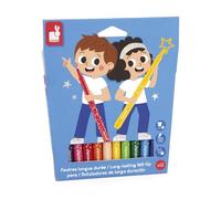 Janod - 12 Long-Lasting Felt-Tip Pens - Locked, Conical Tip for Different Line Thicknesses - Washable Ink - Creative Hobbies and Crafts - Ages 3+ - J07406