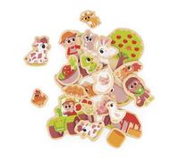 Janod - 24 Magnetic Wooden Magnets - Farm Theme - Wooden Toy - Ideal for chalkboard or fridge - Magnetic Educational Game, to Manipulate, Experiment and Have Fun with - From 2 Years, J09639