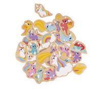 Janod - 24 Magnetic Wooden Magnets - Unicorns and Dragons Theme - Wooden Toy - Ideal for chalkboard or fridge - Magnetic Educational Game, to Manipulate, Experiment - From 2 Years, J09645