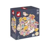 Janod - 24 Magnetic Wooden Magnets - Unicorns and Dragons Theme - Wooden Toy - Ideal for chalkboard or fridge - Magnetic Educational Game, to Manipulate, Experiment - From 2 Years, J09645