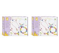 Janod - 3-Piece Make-Your-Own Rainbow Jewellery Set - 2 Bracelets & 1 Necklace - Les Ateliers Bijoux - Kids' Crafts Kit - Dexterity & Concentration - Water-Based Paint - 6 Years + - J07936 (Pack of 2)