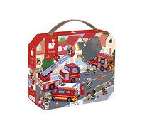 Janod - 3 Years+ - 24-Piece ‘Firefighters’ Children’s Puzzle - Educational Motor Skills & Concentration Game - Suitcase Box w/ Handle - Made in France & FSC-Certified - Vegetable Inks - J02605