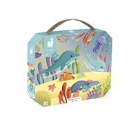 Janod - 36 pieces Puzzle - Sea Animals Theme - Panoramic Child Puzzle - Develops Patience and Concentration - Made in France - Child Puzzle from 4 Years, J02554