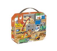 Janod - 4 Years+ - 36-Piece ‘The Building Site’ Children’s Puzzle - Educational Game - Motor Skills & Concentration - Suitcase-Shaped Box w/ Handle - Made in France and FSC-Certified - J02604