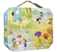 Janod - 4 Years+ - 36-Piece ‘The Seasons’ Children’s Puzzle - Educational Game - Fine Motor Skills & Concentration - Suitcase-Shaped Box w/ Handle - Made in France and FSC-Certified - J02602