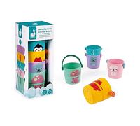 Janod - 5 Bath-time activity buckets - Early Years Toy - Handling and Dexterity - Teaches Numbers - From 10 months - J04724
