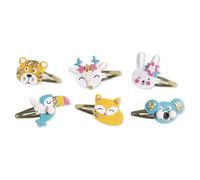 Janod - Set of 6 hair clip to Create - Sequinned Animals - Children’s Arts & Crafts Kit - Mastering Fine Motor Skills & Creativity - 6 Years and up - J07997