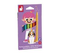 Janod - 8 Glitter Pens - High Glitter Density and Washable Ink - Assorted Colours - Colouring for Children - Creative Hobbies, Scrapbooking, Arts and Crafts - Ages 3+ - J07412