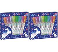 Janod - 8 Mini Glitter Gel Pens - Glitter Effects - Unicorn Theme - Pen for Drawing, Colouring, Gift Idea for Teens - Stationery - 6 Years and Up - J08935 (Pack of 2)