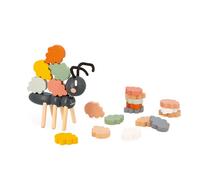 Janod - Sweet Cocoon Ant Balance Game - Early-Learning Toy - Develops Fine Motor Skills - 1 Ant + 20 Stackable Leaves - FSC Wood Toy - 24 Months +, J04053