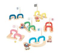 Janod - Applepop Children’s Marble Game - Game of Skill - 6 Sections + 2 Marbles + 4 Playing Pieces - Develops Dexterity & Concentration - FSC Wood Toy - 3 Years +, J03357