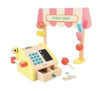 Janod - Applepop Children’s Market Stand Pretend Play Toy with Till - 19 Accessories - Imagination-enhancing - FSC Wood Toy - Water-Based Paint - 3 Years +, J03350