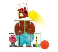 Janod - Applepop Tin Can Alley - Game of Skill - 6 Metal Tins + 2 Foam Balls - Outdoor Game - Develops Dexterity & Concentration - 3 Years +, J03359