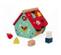 Janod - Baby Forest Wooden Shape Sorter House - Building Blocks - Early Years and Learning Toys - Learning Colours and Fine Motor Skills - from 18 Months Old, J08008