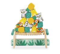 Janod - Tropik Tropical Balance Game - Wooden Toy - 1 Bridge to Construct and 15 Stackable Pieces - Educational Toy: Fine Motor Skills - FSC-Certified - Water-Based Paint - 2 Years + - J08271