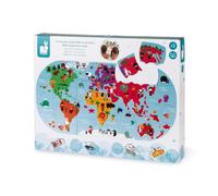 Janod Bath Explorers World Map - Children's Floating Map Puzzle Sticks To Tiles