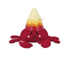 Janod, Bernard and His Shell, Bath Stacking Toy, 10 Months+ | 6 Stackable Cups with Wheat Straw, Different Water Jets, Pouring Handle, Water Play, Grasping and Fine Motor Skills
