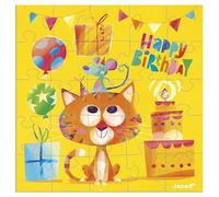Janod - Birthday Puzzle Card - 25-piece Cat Puzzle Gift Card + 1 note + 1 envelope Ages 3