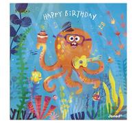 Janod - Birthday Puzzle Card - 25-Piece Octopus Puzzle Gift Card + 1 note + 1 envelope Ages 3 and up