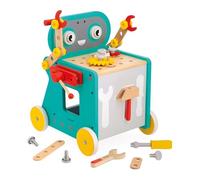 Janod - Brico'Kids Robot Cart - Children’s DIY Game - 38 Accessories + 3 Tools - Pretend Play Toy - Develops Fine Motor Skills - 18 Months +, J06456