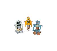 Janod - Brico'kids Wooden Robots - Construction Toy - Teaches Fine Motor Skills and Imagination - Ages 3 and up - J06473