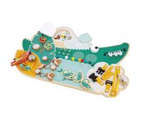 Janod - Busy Board Croco - Activity Board - Jungle Animals Theme - 14 Activities - Childrens Toy for Boys & Girls - Fine Motor Skills - FSCTM Wooden Toy - From 18 Months - J08280