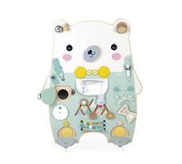 Janod - Busy Board Ourson - 20 activities - Large Wooden Activity Board - Ideal for Fine Motor Development, Curiosity and Dexterity - Height 60cm - From 18 months, J05162