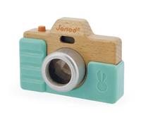 Janod - Early-Learning Camera - Wooden Pretend Play Toy - Sound & Light Effects - Early-Years Toy: Sense Stimulation & Motor Skills - Silicone Shell - Water-Based Paint - 18 Months+ - J05381, Blue