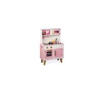 Janod - Candy Chic Big Wooden Cooker for Children - Equipped with Fridge and Microwave, Sound and Light - Pretend Play - 6 Accessories Included - For